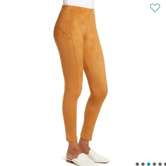 NORDSTROM Microsuede Mustard stretch ankle leggings women’s size S - Picture 1 of 12